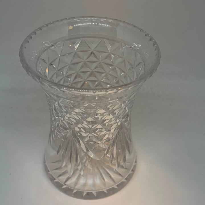 Vintage Cut Crystal Wide Neck Vase
