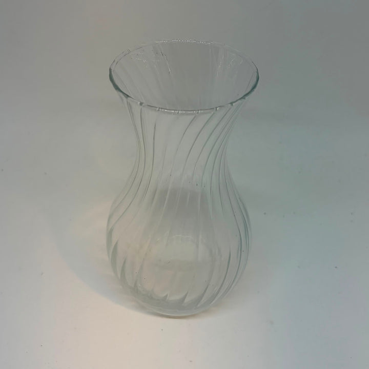 Vintage Clear Glass Spiral Swirl Vase