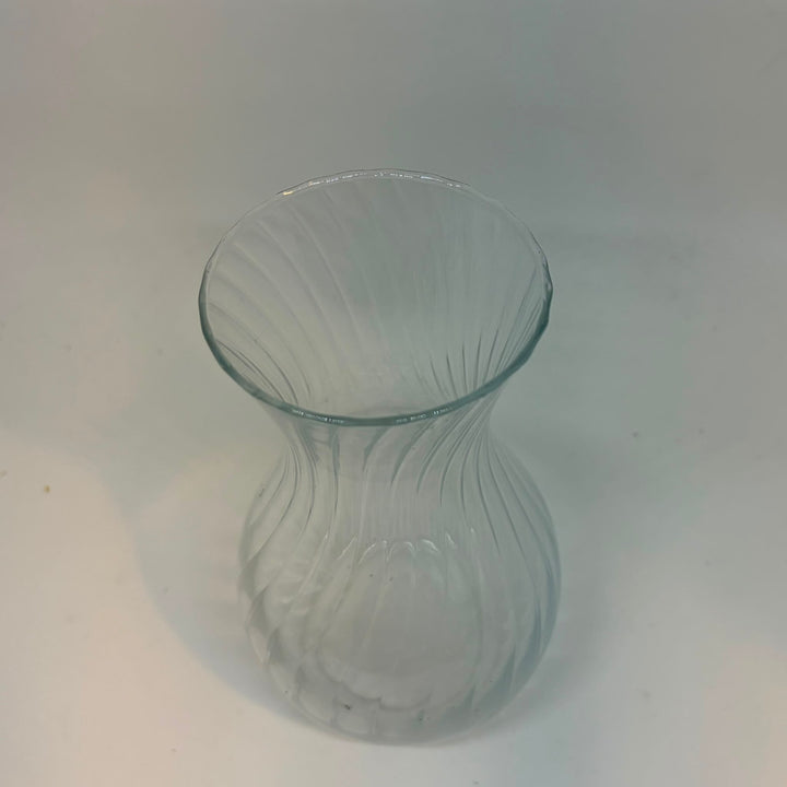 Vintage Clear Glass Spiral Swirl Vase