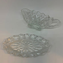 Load image into Gallery viewer, Vintage Small Pressed Glass Sauce Boat and Under Plate Set