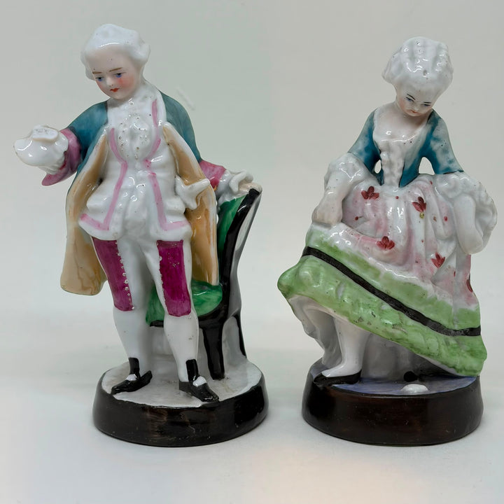 Pair of Antique German Porcelain Figurines Rococo Courtly Lady & Gentleman