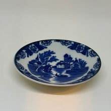 Load image into Gallery viewer, vintage Blue &amp; White Porcelain Willowware Trinket Dish, Saucer or Plate