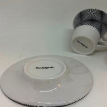Load image into Gallery viewer, Pair of Blac Design Inc. Demitasse Espresso Cups Saucers Geometric Starburst