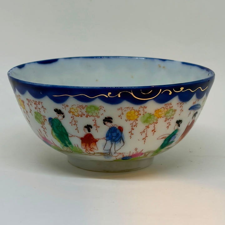 Antique Japanese Porcelain Hand Painted Geisha Bowl 1891-1921