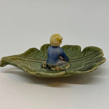 Load image into Gallery viewer, Vintage Shamrock Pottery Ireland Leaf Dish Leprechaun Pixie Gnome Figurine