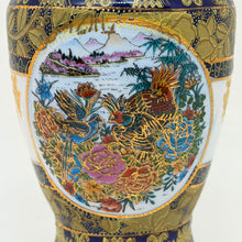 Load image into Gallery viewer, Vintage Italian P&amp;PT Pansy Porcelain Cobalt Blue Satsuma Style Vase
