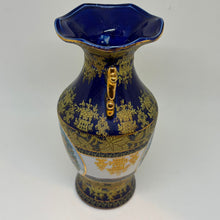 Load image into Gallery viewer, Vintage Italian P&amp;PT Pansy Porcelain Cobalt Blue Satsuma Style Vase