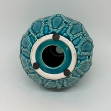 Load image into Gallery viewer, Vintage Double Handled Ceramic Turquoise Potpourri Vase
