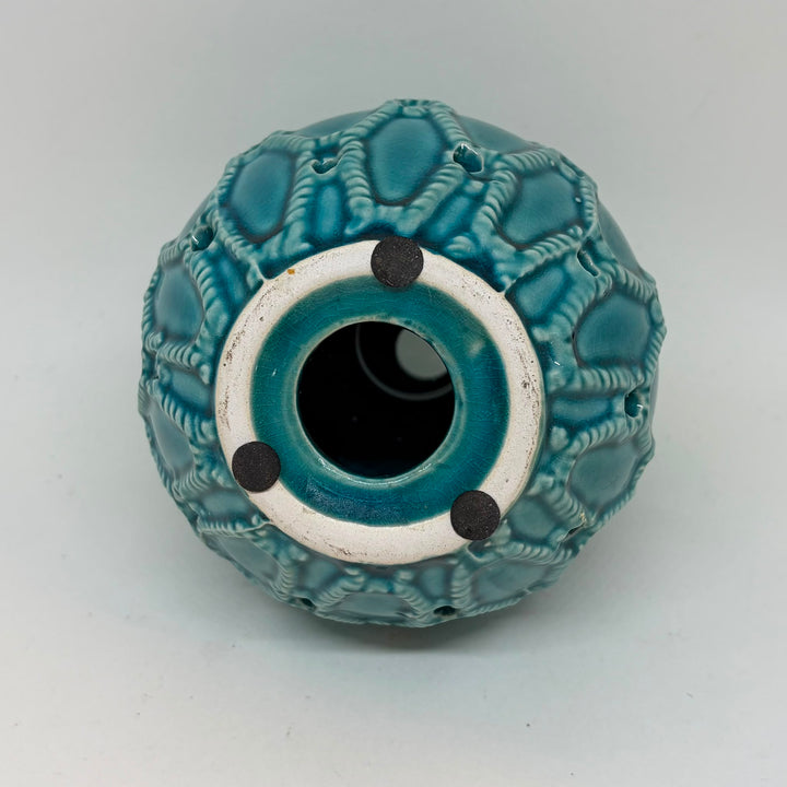 Vintage Double Handled Ceramic Turquoise Potpourri Vase