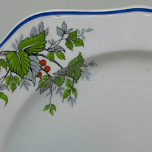 Load image into Gallery viewer, Antique Art Deco Botanical Blue Rim Square Salad Plate John Brothers Pareek