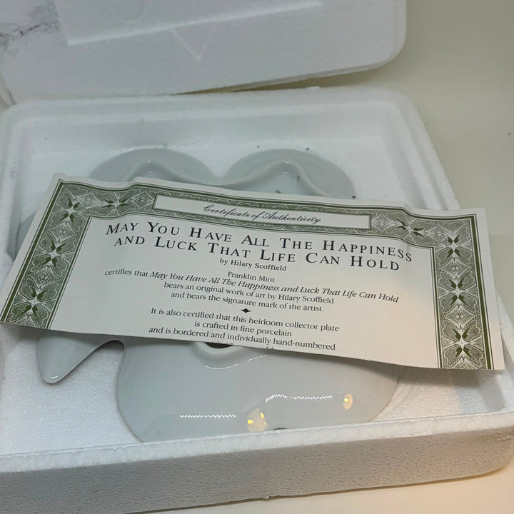 Vintage Franklin Mint Irish Clover Happiness and Luck Decorative Plate
