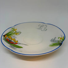 Load image into Gallery viewer, Antique Art Deco Botanical Blue Rim Square Saucer Johnson Brothers Pareek