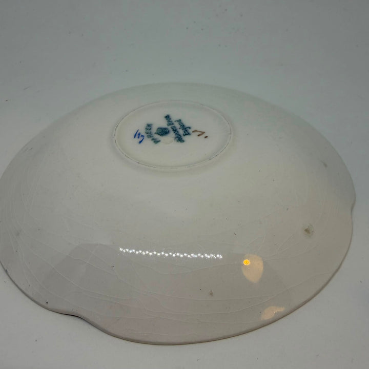 Antique Art Deco Botanical Blue Rim Square Saucer Johnson Brothers Pareek