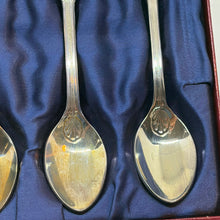 Load image into Gallery viewer, Vintage Set of 6 Silver Plated Floral Cabochon Tea Spoons Boxed