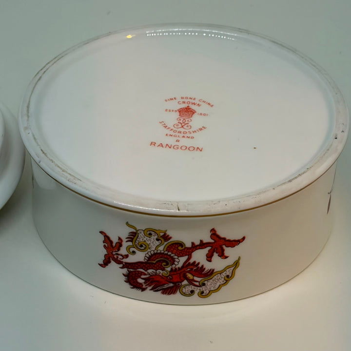 Vintage Chinese Dragon Crown Staffordshire Rangoon Lidded Jewellery Box