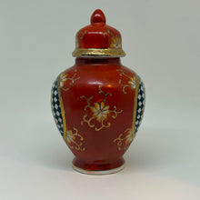 Load image into Gallery viewer, Vintage Mini Rust Red Pomegranate Checkerboard Ginger Jar Lidded Urn