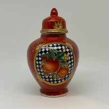 Load image into Gallery viewer, Vintage Mini Rust Red Pomegranate Checkerboard Ginger Jar Lidded Urn