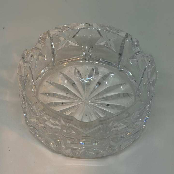Vintage Heavy Cut Crystal Glass Geometric Diamond Starburst Ashtray