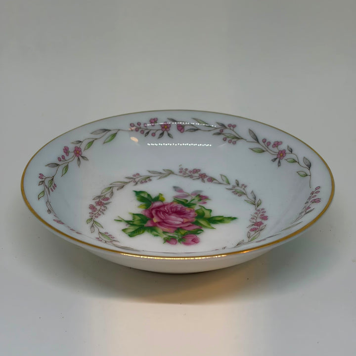 Set of SIX Vintage Hira Japan Fine China 'Ridgewood' Rose Bowls Gold Rim