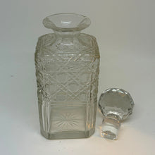Load image into Gallery viewer, Vintage Cut Crystal Barware Glass Decanter Square Bottle Faceted Orb Stopper
