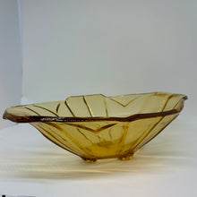 Load image into Gallery viewer, Vintage Amber Glass Art Deco Oval Footed Centerpiece Bowl/Dish