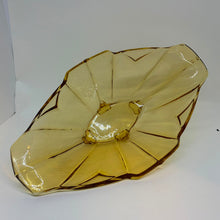 Load image into Gallery viewer, Vintage Amber Glass Art Deco Oval Footed Centerpiece Bowl/Dish