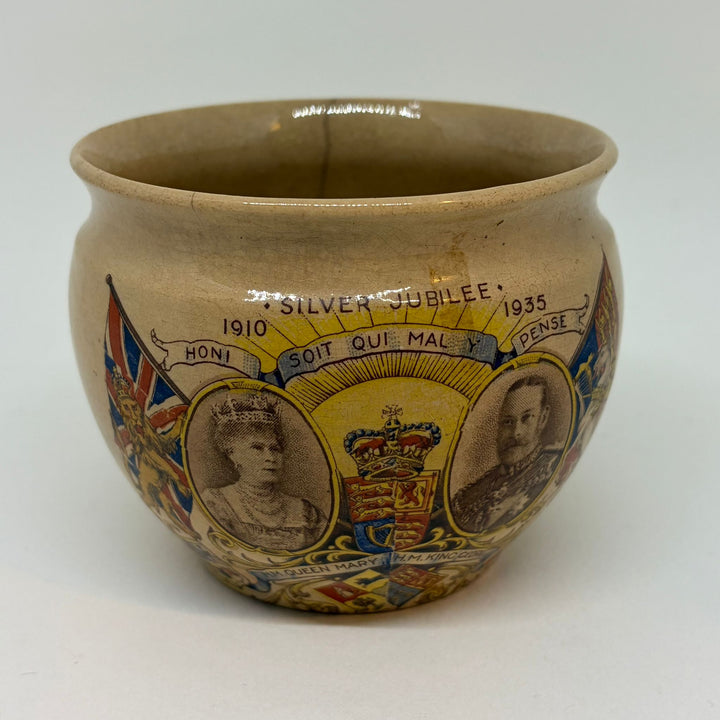 Vintage 1935 Silver Jubilee King George V Queen Mary Open Sugar Bowl Pot