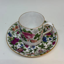 Load image into Gallery viewer, Vintage Crown Staffordshire Floral Demitasse Coffee Cup &amp; Saucer Set