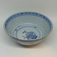 Load image into Gallery viewer, Vintage Jingdezhen Porcelain Chinese Translucent Blue &amp; Red Serving Bowl 7"
