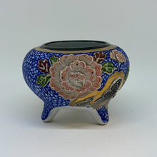 Load image into Gallery viewer, Vintage Phoenix Peony Gilt Japanese Koro Blue Tripod Incense Burner