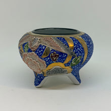 Load image into Gallery viewer, Vintage Phoenix Peony Gilt Japanese Koro Blue Tripod Incense Burner