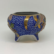 Load image into Gallery viewer, Vintage Phoenix Peony Gilt Japanese Koro Blue Tripod Incense Burner