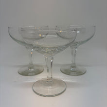 Load image into Gallery viewer, Trio of Vintage Clear Glass Champagne Saucers/Cocktail Coupe Glasses