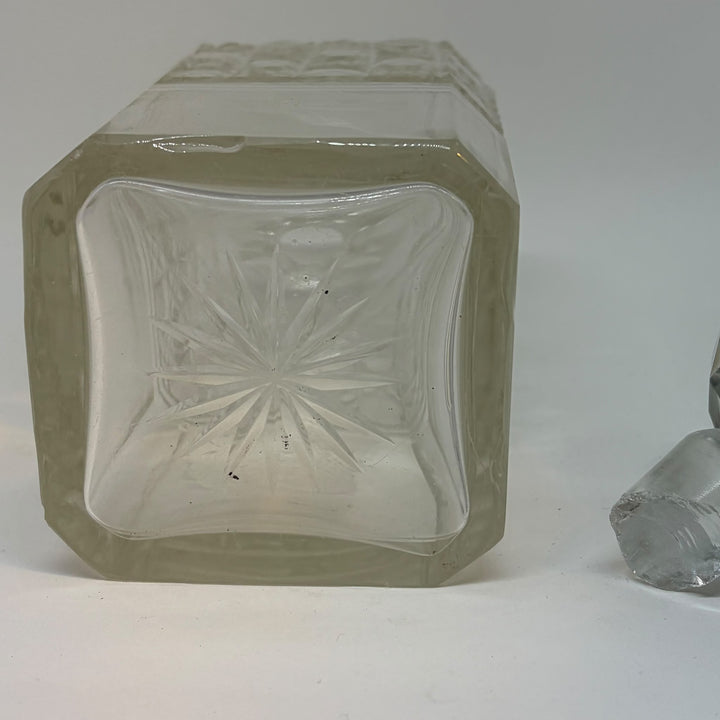 Vintage Cut Class Square Whisky Decanter Spirits Bottle Faceted Stopper