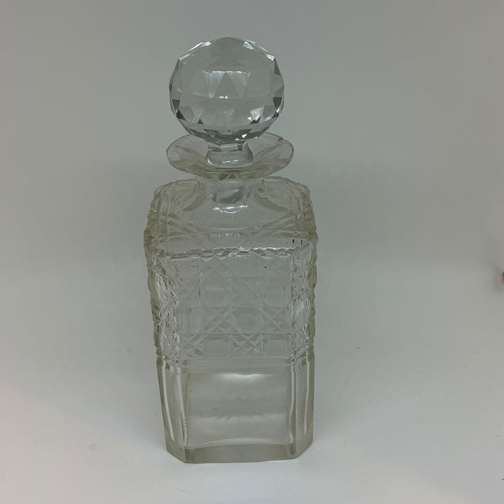 Vintage Cut Class Square Whisky Decanter Spirits Bottle Faceted Stopper