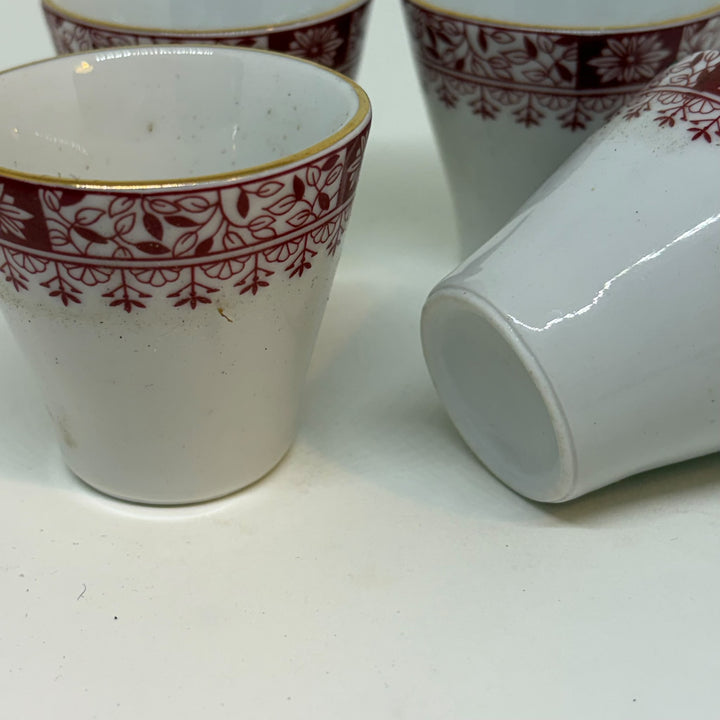 4 x Vintage Burgundy Floral Gold Rim Seltmann Weiden Bavaria Egg Cups