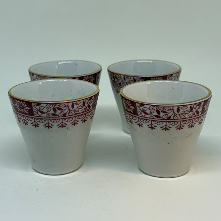 4 x Vintage Burgundy Floral Gold Rim Seltmann Weiden Bavaria Egg Cups
