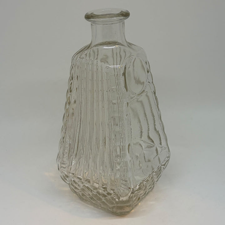 Vintage Bagpipe Shaped Clear Pressed Glass Decanter Bottle Flask 8"
