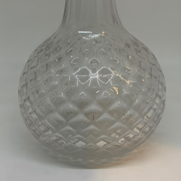 Vintage Clear Pressed Glass Diamond Hobnail Quilt Carafe Decanter Vase 6.25"