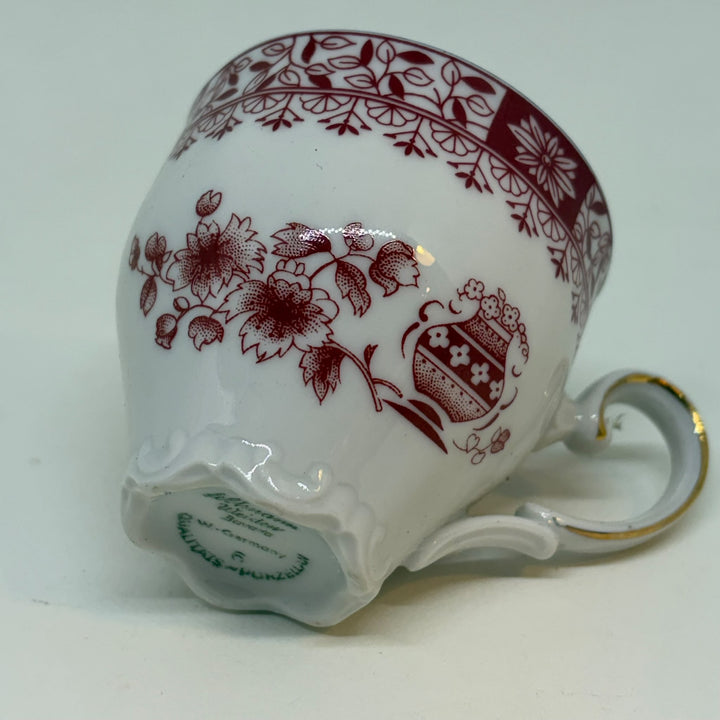 Vintage Seltmann Weiden German Bavarian Burgundy Floral Urn Teacup 2.25"