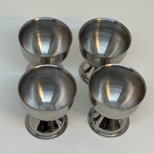 4 Stainless Steel Vintage Retro Egg Cups
