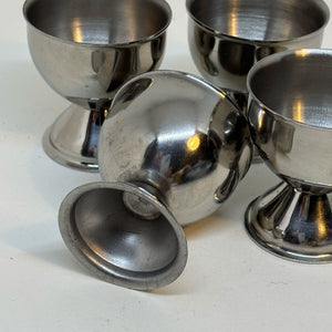 4 Stainless Steel Vintage Retro Egg Cups