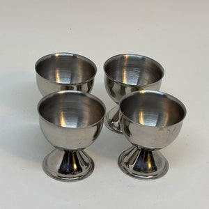 4 Stainless Steel Vintage Retro Egg Cups