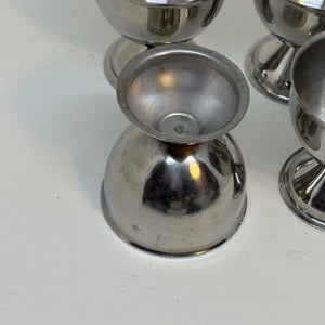 4 Stainless Steel Vintage Retro Egg Cups