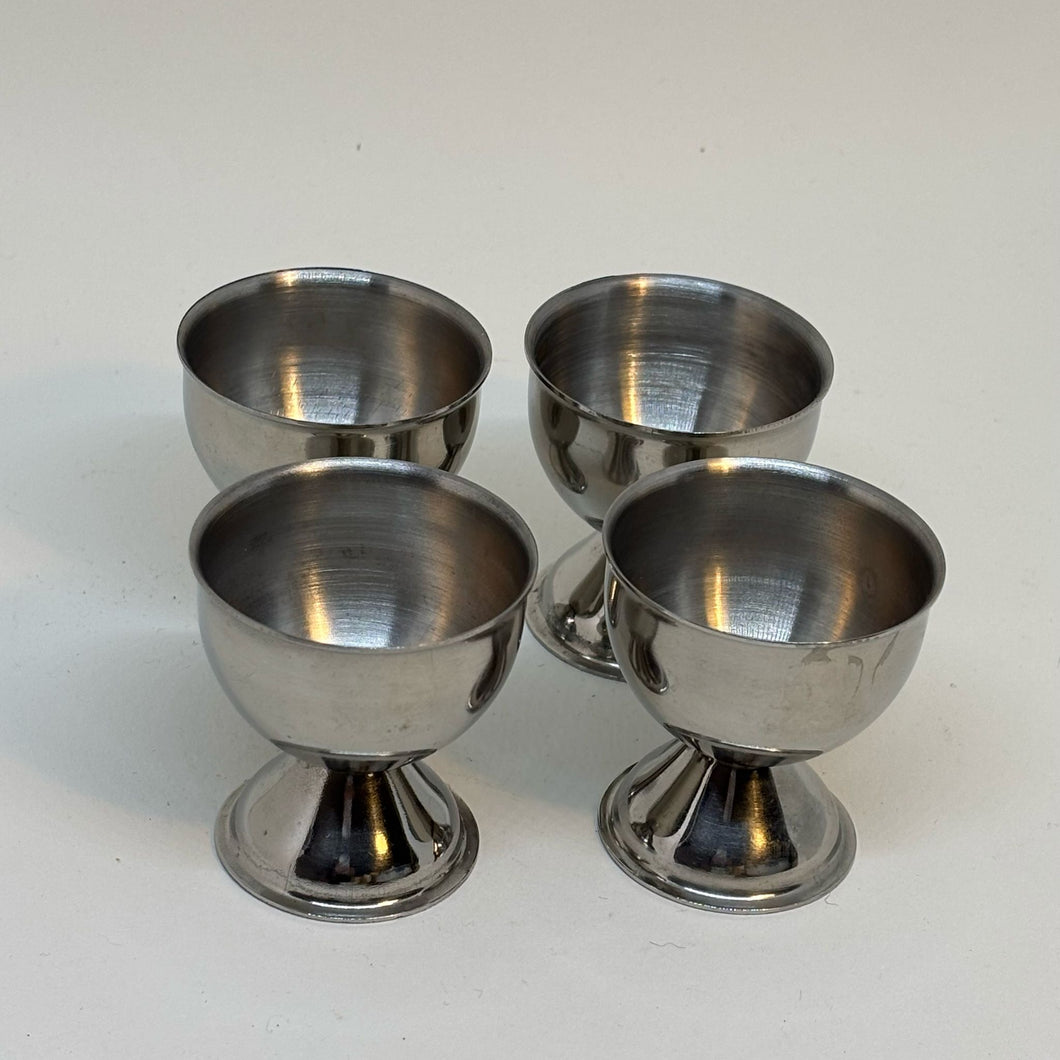 4 Stainless Steel Vintage Retro Egg Cups