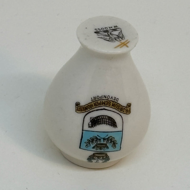 Vintage WH Goss Crested Ware VASE Souvenir of DEVONPORT