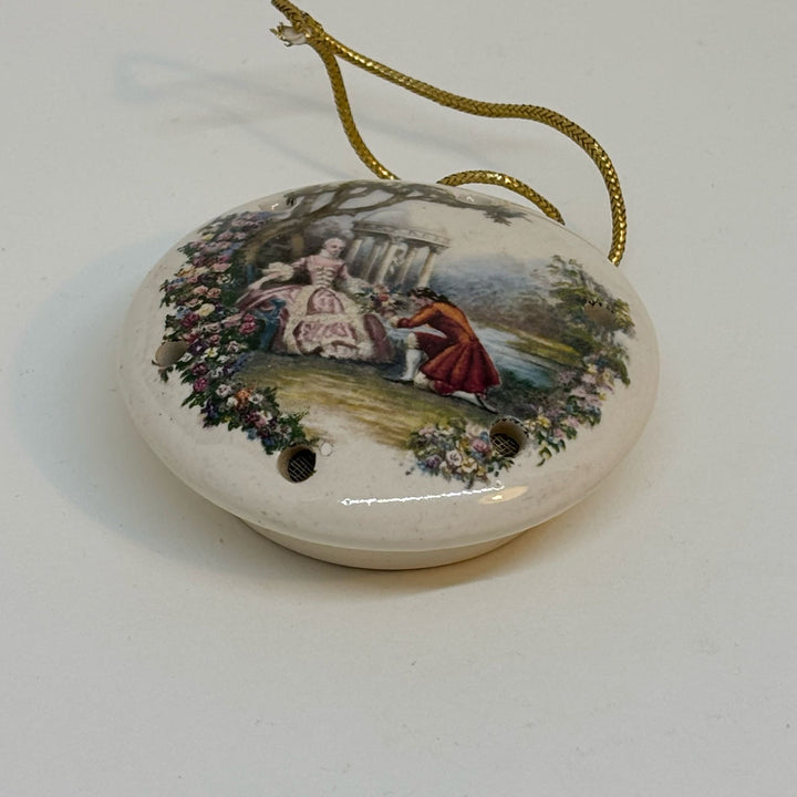 Vintage Ceramic Pomander with Pastoral Scene by Sallie Robinson