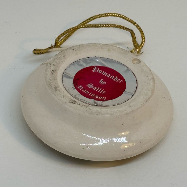 Vintage Ceramic Pomander with Pastoral Scene by Sallie Robinson