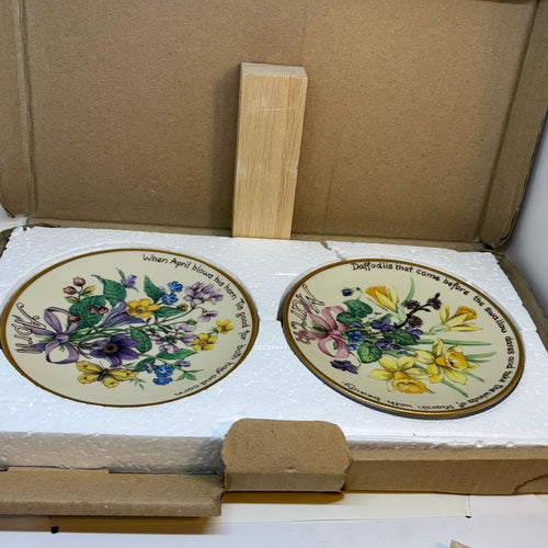 Pair of Vintage Limited Edition April & March Decorative Plates by Davenport Pottery