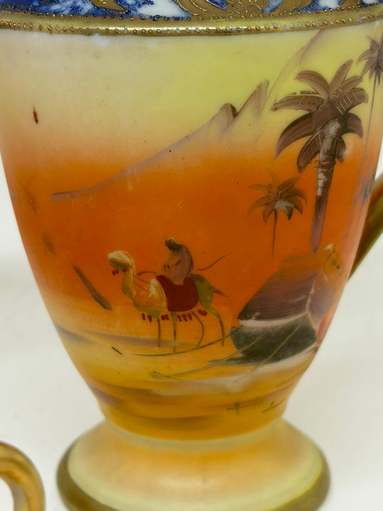 Vintage Japanese Hand Painted Oasis Desert Camel Tea Set